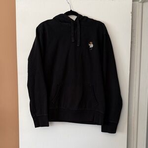 Polo Black Hoodie with Embroidered Detail